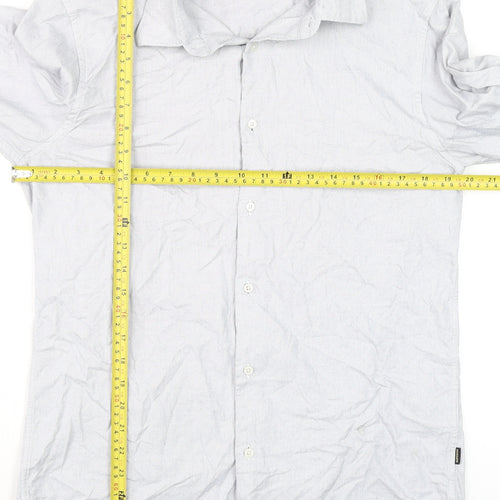 Superdry Studios Men's Grey Cotton Long Sleeve Dress Shirt L