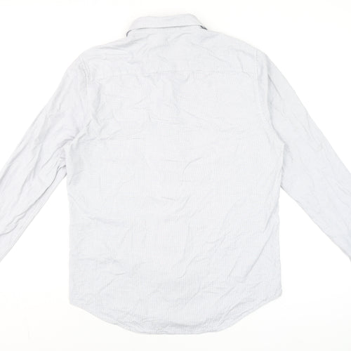 Superdry Studios Men's Grey Cotton Long Sleeve Dress Shirt L