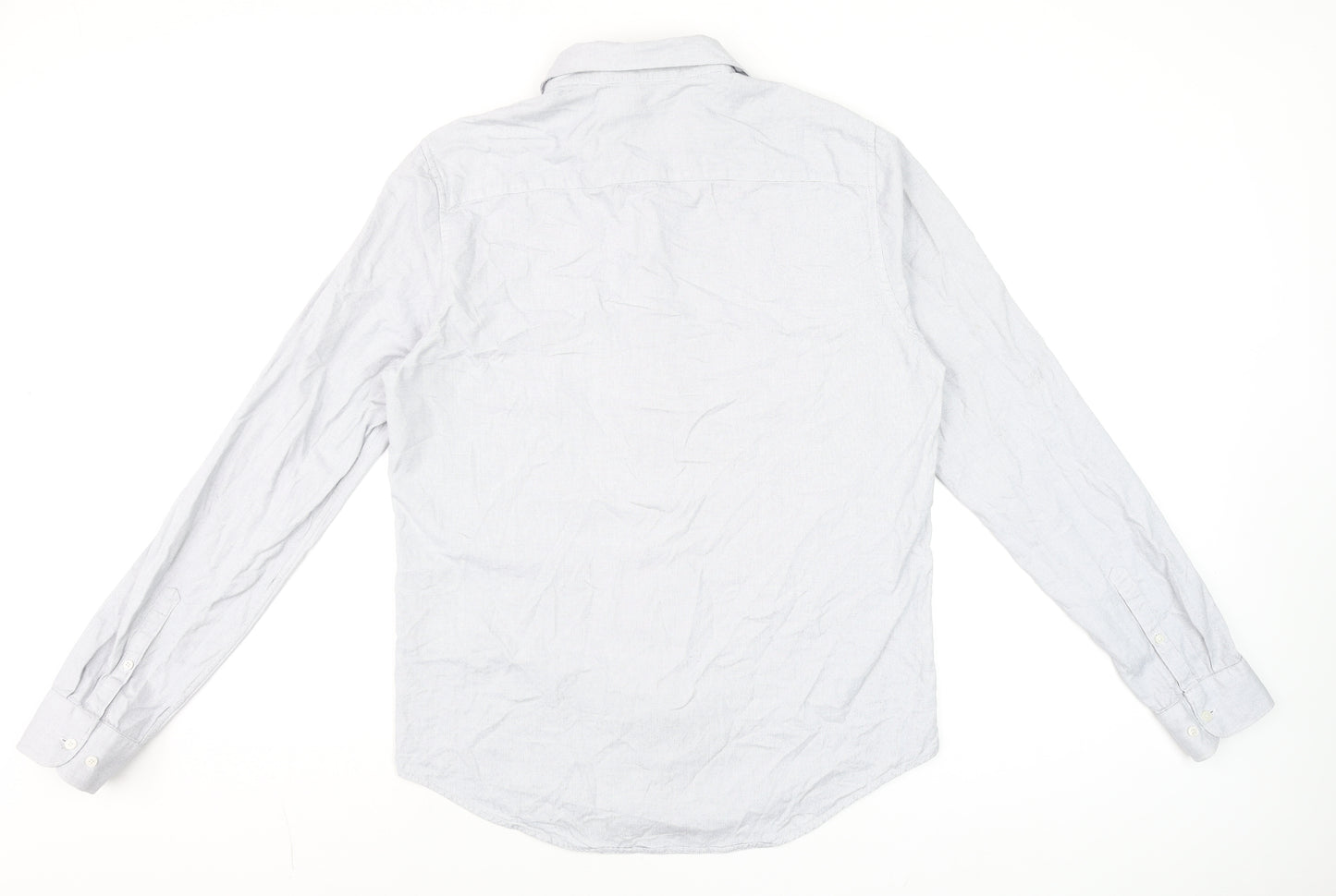 Superdry Studios Men's Grey Cotton Long Sleeve Dress Shirt L