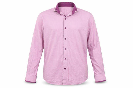 Remus Uomo Men’s Pink Striped Slim Fit Cotton Long Sleeve Formal Shirt L 17”