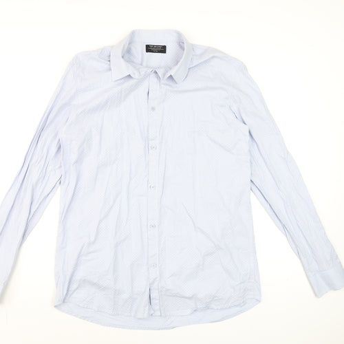 Top Secret Men's Blue Cotton Long Sleeve Dress Shirt XL 44/45