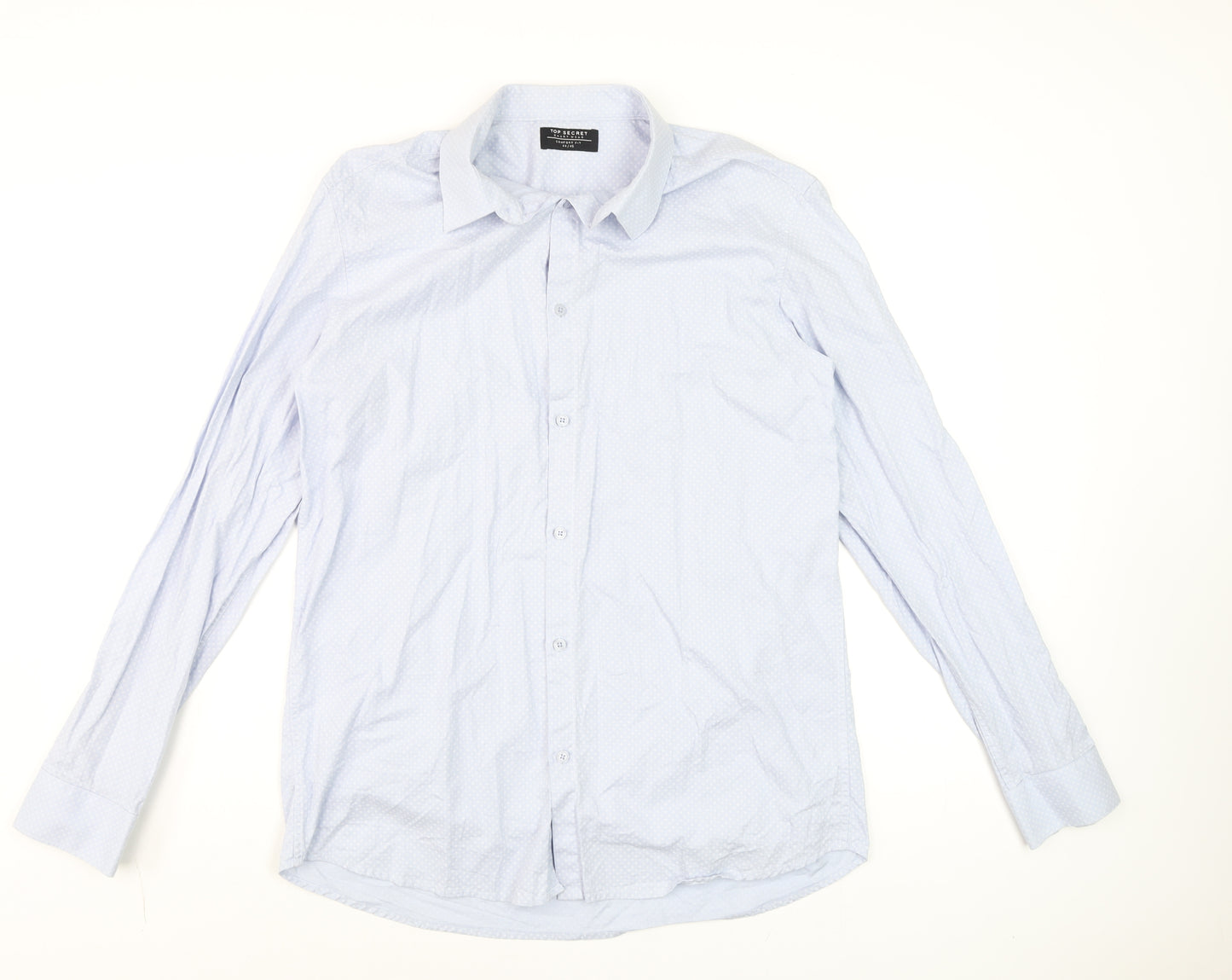 Top Secret Men's Blue Cotton Long Sleeve Dress Shirt XL 44/45