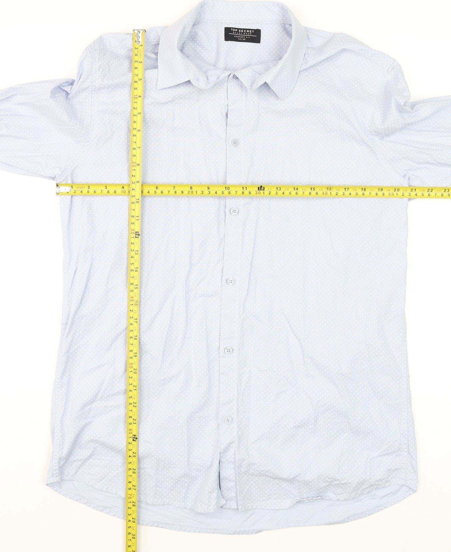 Top Secret Men's Blue Cotton Long Sleeve Dress Shirt XL 44/45