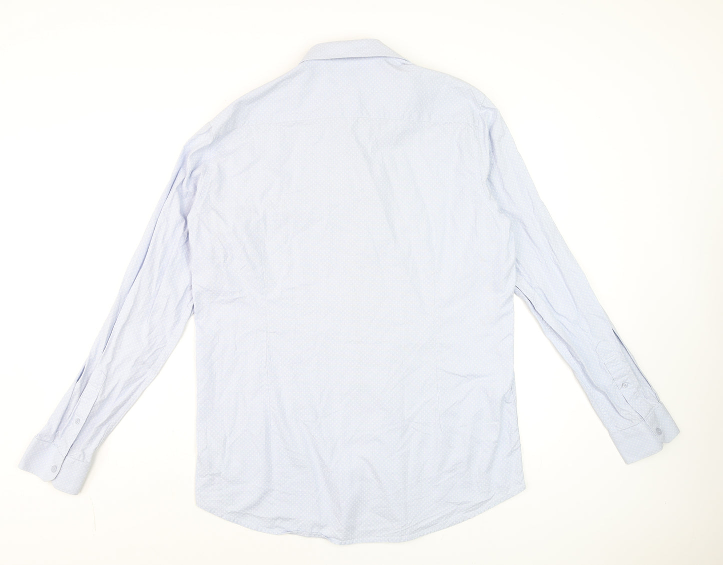 Top Secret Men's Blue Cotton Long Sleeve Dress Shirt XL 44/45