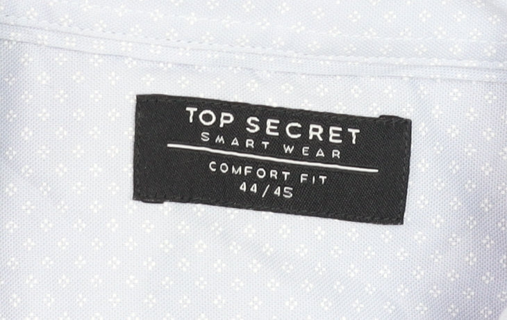 Top Secret Men's Blue Cotton Long Sleeve Dress Shirt XL 44/45