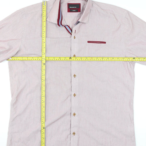 Remus Uomo Pink Short Sleeve Tapered Cotton Blend Men's Formal Shirt XL