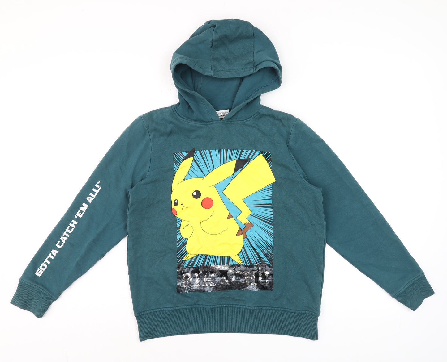 Next Boys Blue Pokémon Pikachu Sequin Pullover Hoodie 11 Years