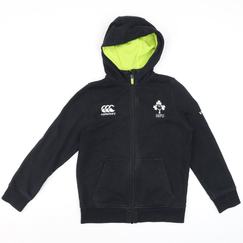 Canterbury Boys Black Full Zip Hoodie IRFU 10 Years Cotton Blend