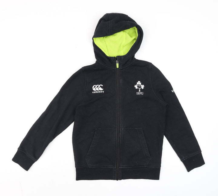 Canterbury Boys Black Full Zip Hoodie IRFU 10 Years Cotton Blend