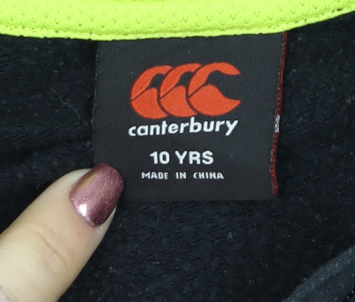 Canterbury Boys Black Full Zip Hoodie IRFU 10 Years Cotton Blend