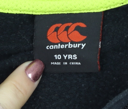 Canterbury Boys Black Full Zip Hoodie IRFU 10 Years Cotton Blend