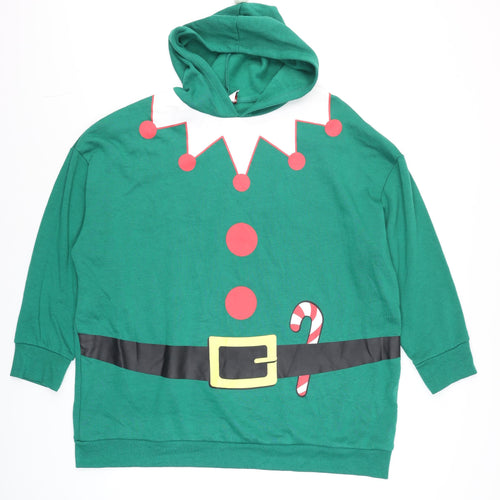 George Men's Green XL Christmas Elf Hooded T-Shirt