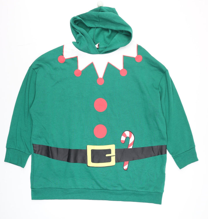 George Men's Green XL Christmas Elf Hooded T-Shirt