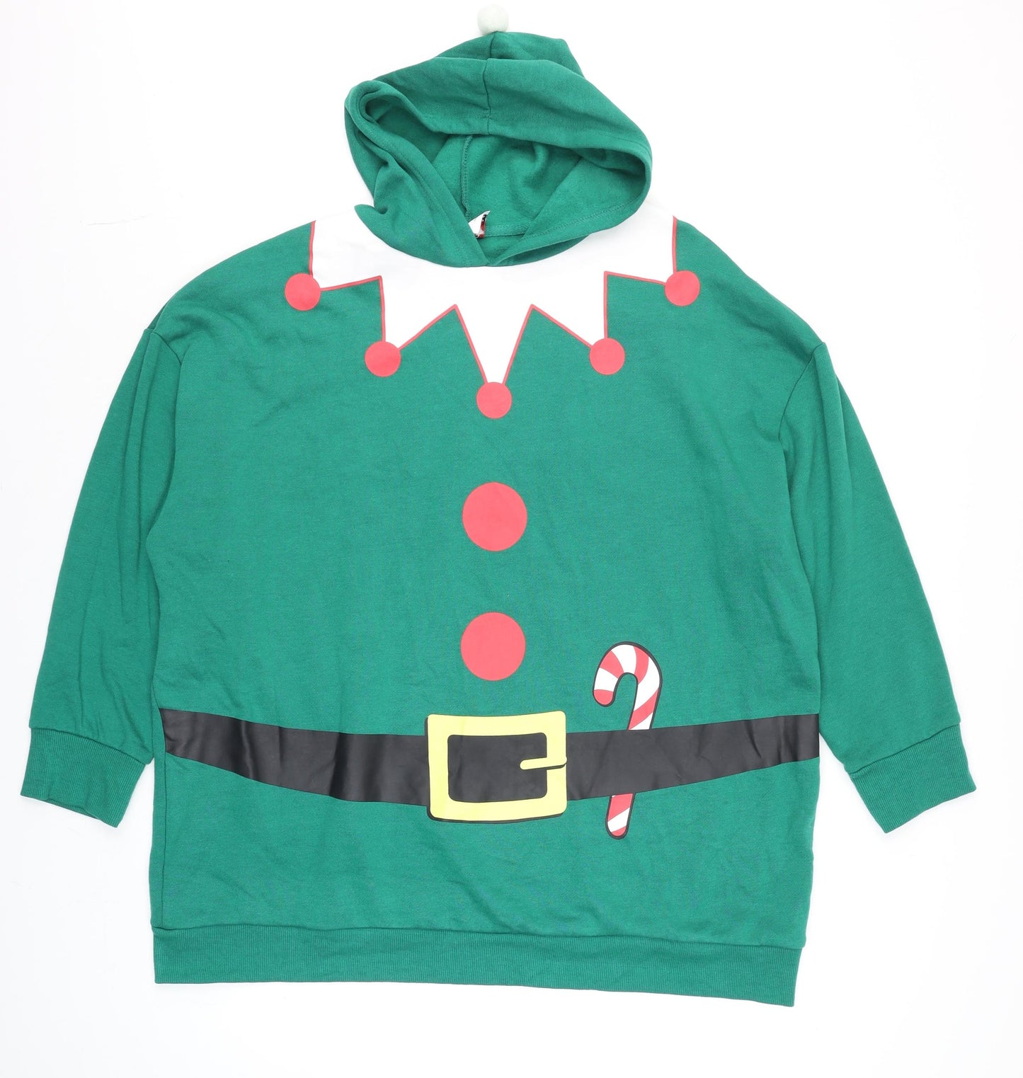 George Men's Green XL Christmas Elf Hooded T-Shirt