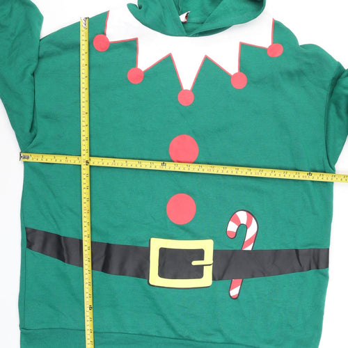 George Men's Green XL Christmas Elf Hooded T-Shirt
