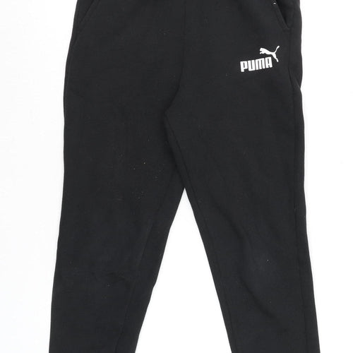 Puma Boys Black 11-12 Years Jogger Sweatpants Elastic Waist Tapered Fit