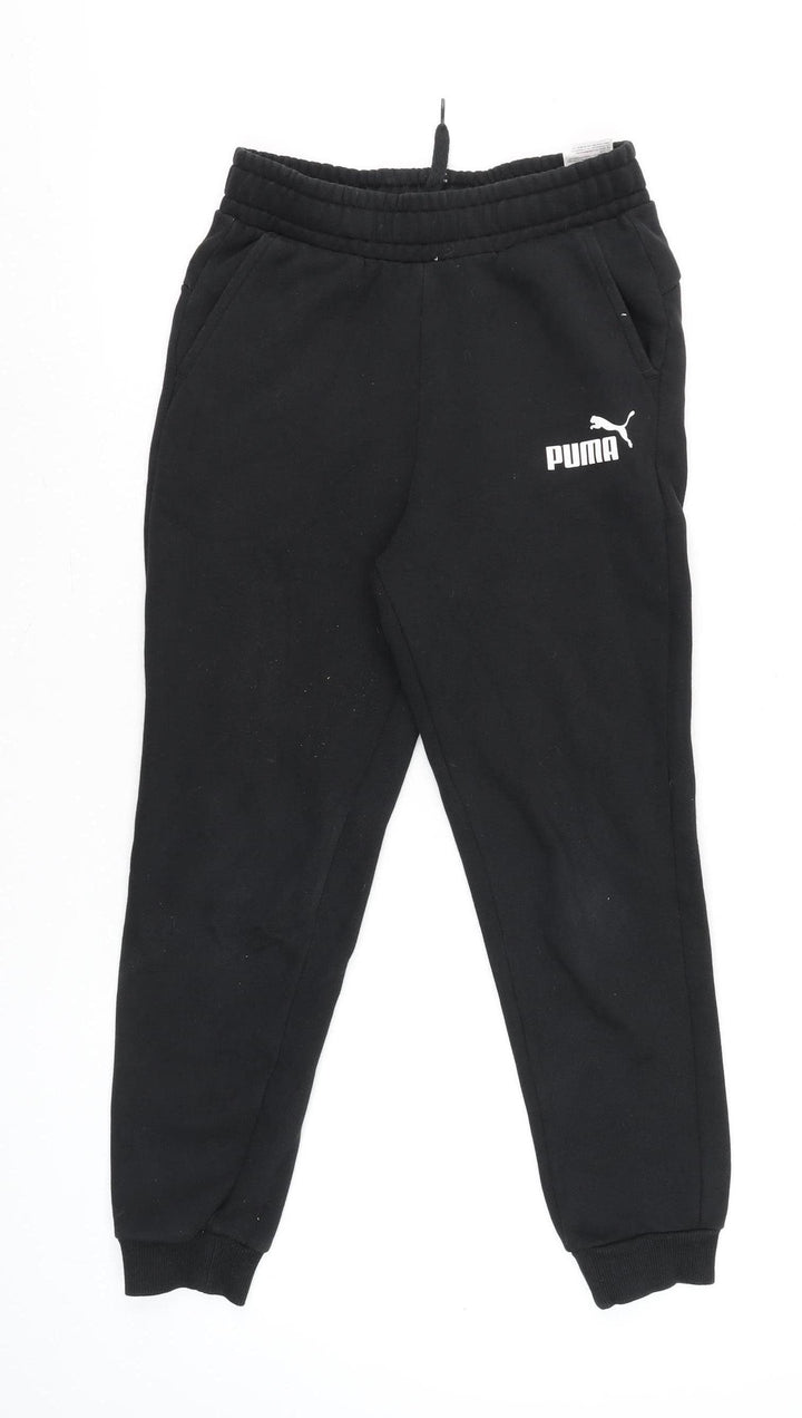 Puma Boys Black 11-12 Years Jogger Sweatpants Elastic Waist Tapered Fit