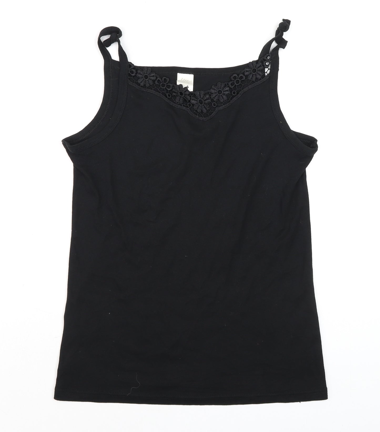 Chicca Women Black Cotton Crochet Trim Camisole Tank Top Size 20