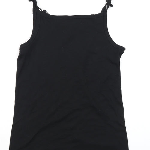 Chicca Women Black Cotton Crochet Trim Camisole Tank Top Size 20