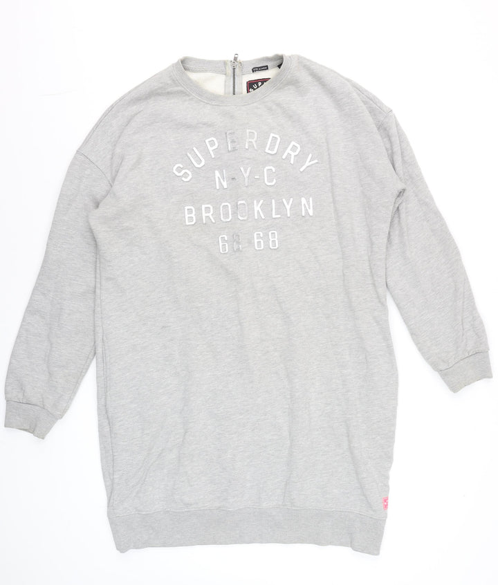 Superdry Women Grey XL Pullover Sweatshirt with Logo Detail