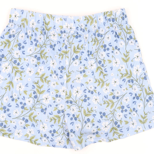 Dunnes Stores Girls Blue Floral Cotton Elastic Waist Shorts Age 6