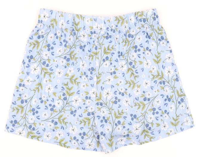 Dunnes Stores Girls Blue Floral Cotton Elastic Waist Shorts Age 6