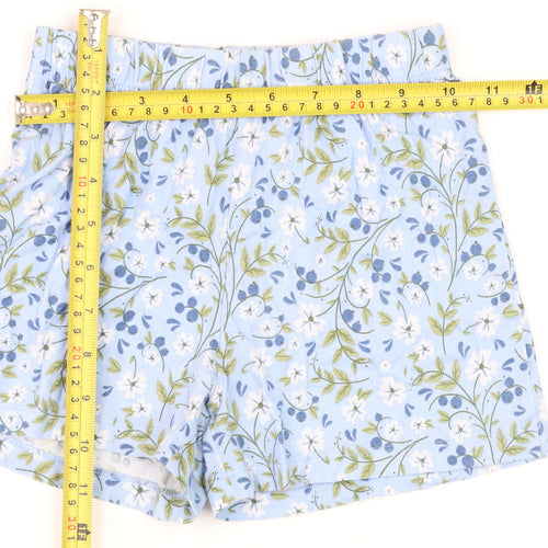 Dunnes Stores Girls Blue Floral Cotton Elastic Waist Shorts Age 6