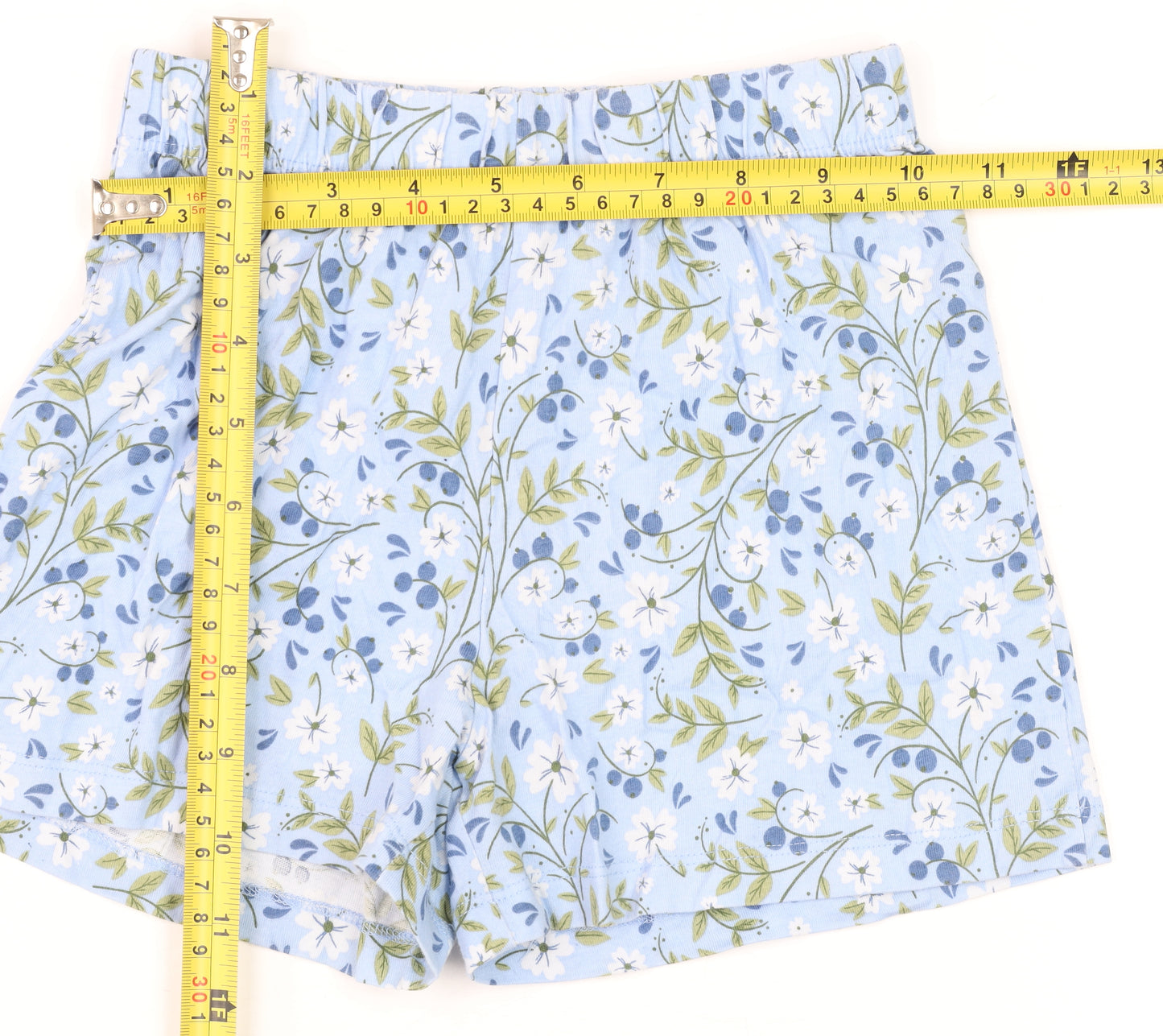 Dunnes Stores Girls Blue Floral Cotton Elastic Waist Shorts Age 6