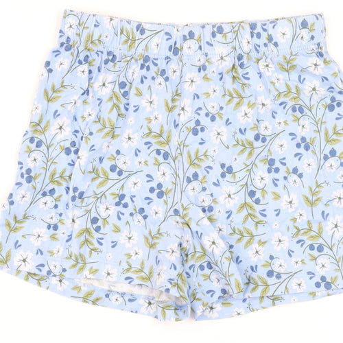 Dunnes Stores Girls Blue Floral Cotton Elastic Waist Shorts Age 6