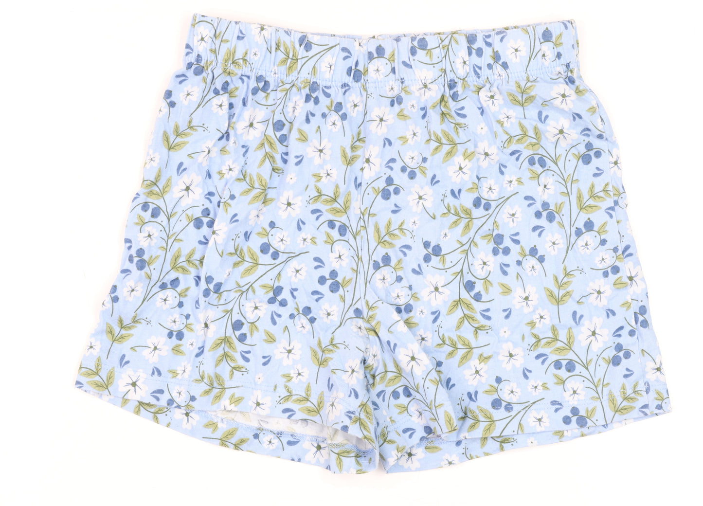 Dunnes Stores Girls Blue Floral Cotton Elastic Waist Shorts Age 6