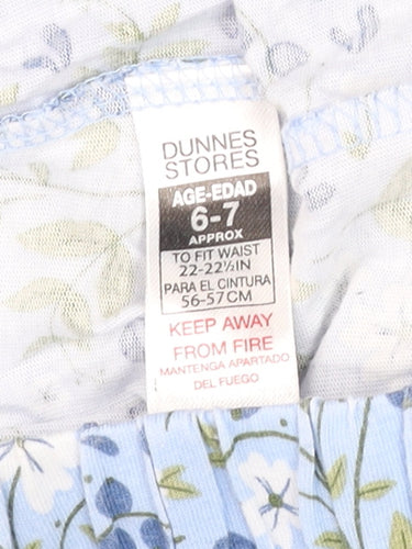 Dunnes Stores Girls Blue Floral Cotton Elastic Waist Shorts Age 6