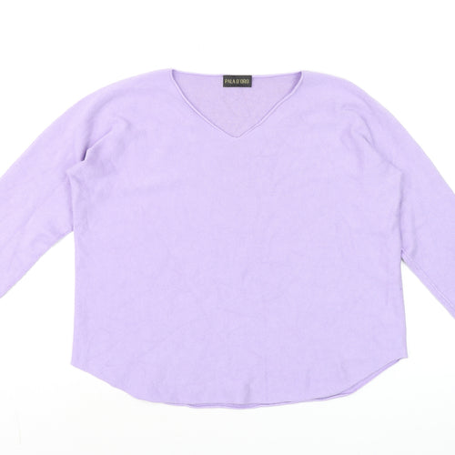 Pala D’Oro Women’s Purple V-Neck Long Sleeve Pullover Jumper L/XL