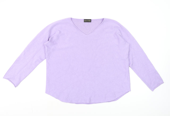 Pala D’Oro Women’s Purple V-Neck Long Sleeve Pullover Jumper L/XL