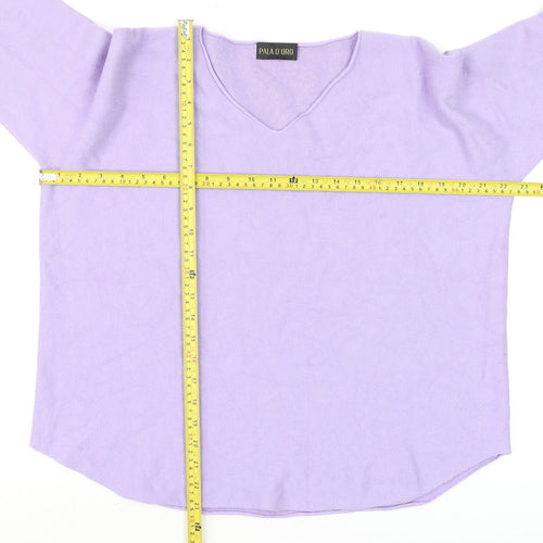 Pala D’Oro Women’s Purple V-Neck Long Sleeve Pullover Jumper L/XL
