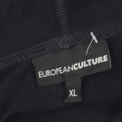 European Culture Men's Navy Blue Pullover Hoodie XL Cotton Blend
