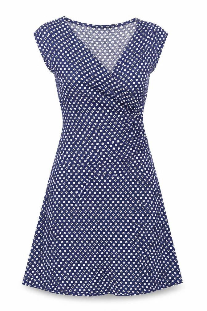 La Fée Maraboutée Women Blue Floral Wrap Dress Size 8 Summer