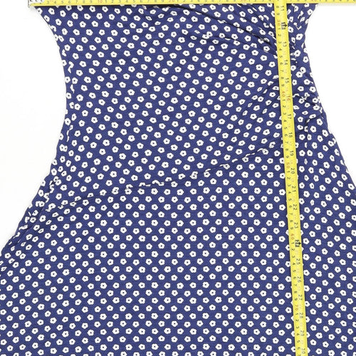 La Fée Maraboutée Women Blue Floral Wrap Dress Size 8 Summer