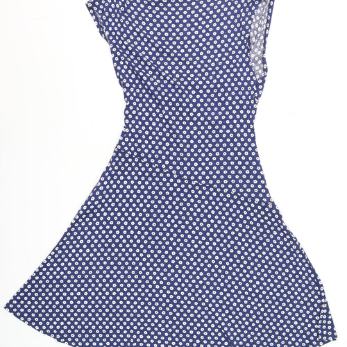 La Fée Maraboutée Women Blue Floral Wrap Dress Size 8 Summer