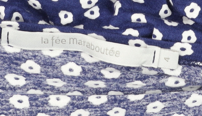La Fée Maraboutée Women Blue Floral Wrap Dress Size 8 Summer