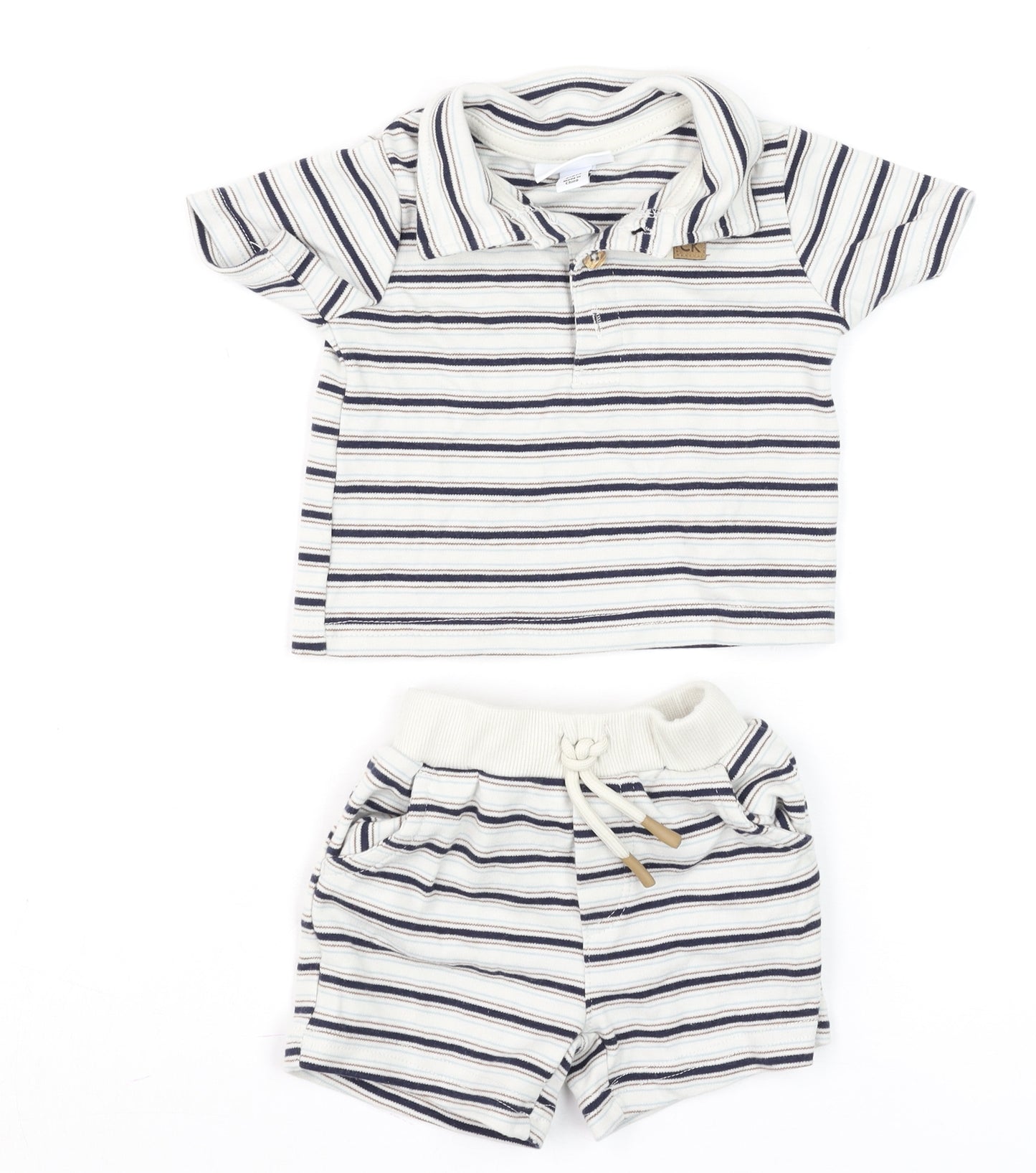 Calvin Klein Unisex Baby Multicoloured 3-6M Striped Jersey Shorts Set