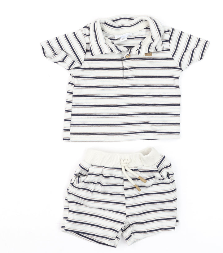 Calvin Klein Unisex Baby Multicoloured 3-6M Striped Jersey Shorts Set