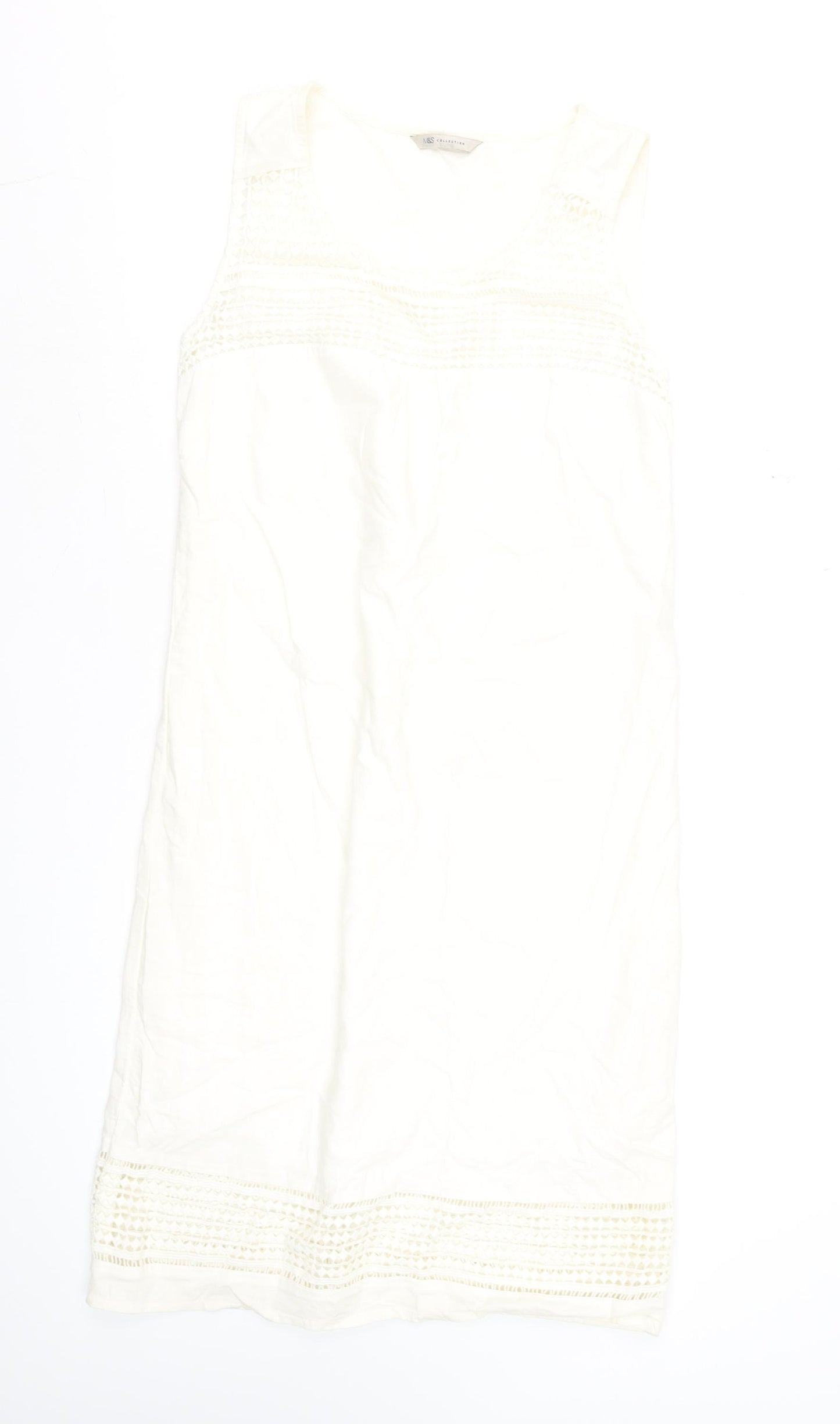 Marks and Spencer Women’s Ivory Linen Blend Sleeveless Knee Length Shift Dress Size 12