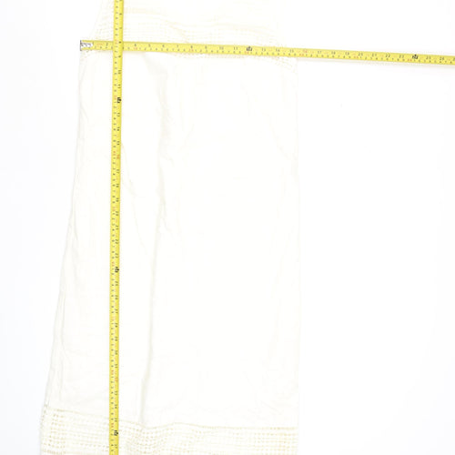 Marks and Spencer Women’s Ivory Linen Blend Sleeveless Knee Length Shift Dress Size 12