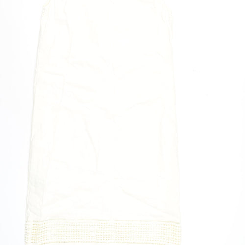 Marks and Spencer Women’s Ivory Linen Blend Sleeveless Knee Length Shift Dress Size 12
