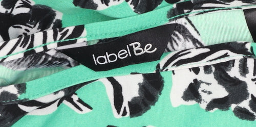 LabelBe Women’s Green Floral Skater Dress Size M Short Sleeve