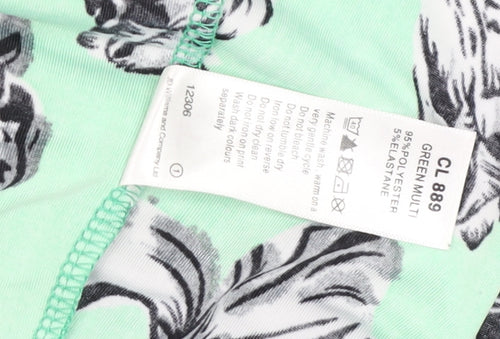 LabelBe Women’s Green Floral Skater Dress Size M Short Sleeve
