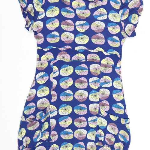 Amani Women’s Blue Geometric Short Sleeve Bodycon Dress Size 4