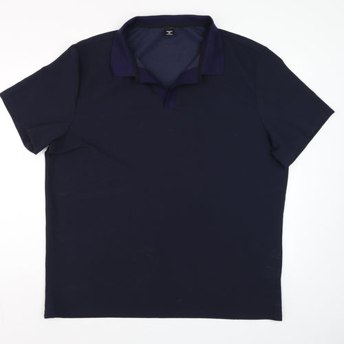 Manfinity Men's Blue 3XL Short Sleeve Collared Polo Shirt