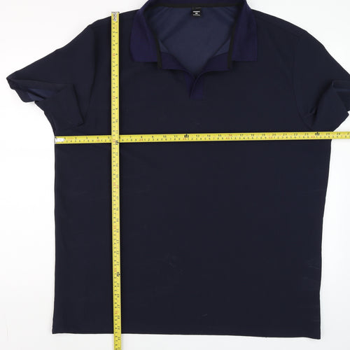 Manfinity Men's Blue 3XL Short Sleeve Collared Polo Shirt
