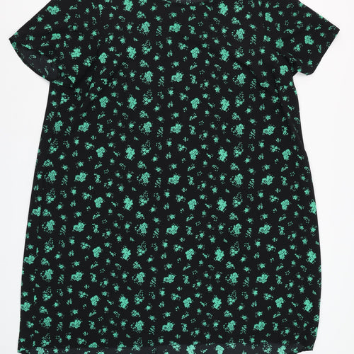 Zizzi Women's Black Floral Shift Dress Size M Short Sleeve